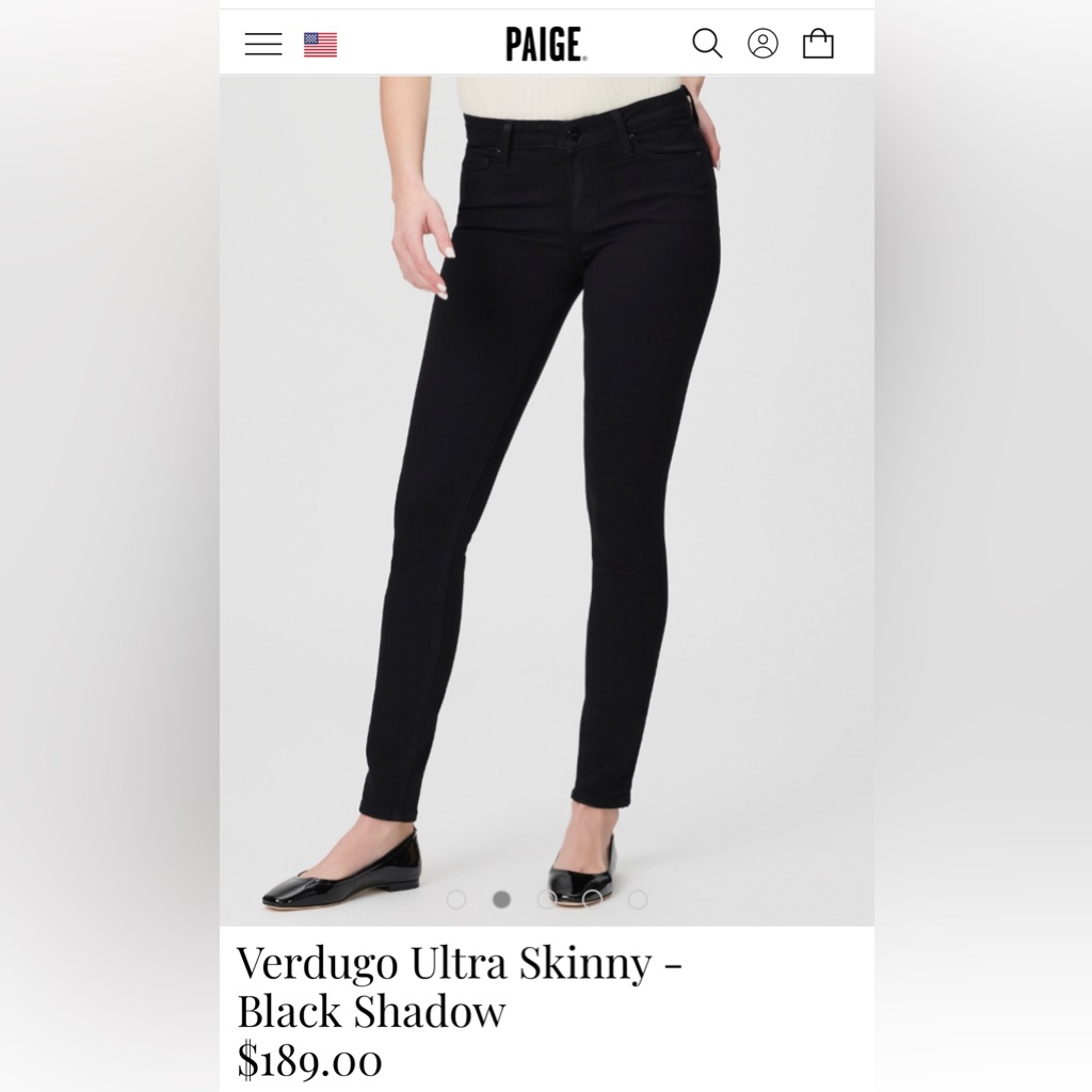 Paige Verdugo Ultra Skinny Jeans - Black Shadow - Size 28